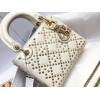 Dior Lady Dior Mini Chain Bag in White Lambskin with Star Embroidery