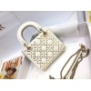 Dior Lady Dior Mini Chain Bag in White Lambskin with Star Embroidery