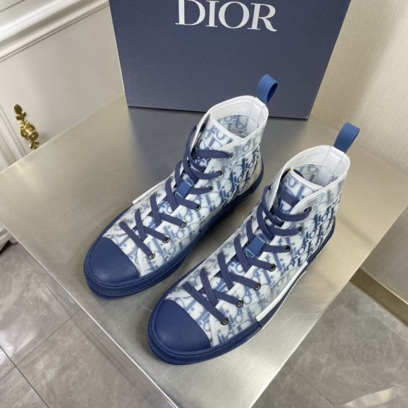 D*or men's b23 high-top sneakers in blue oblique canvas