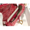 Dior Saddle Bag In Red Toile de Jouy Reverse Jacquard