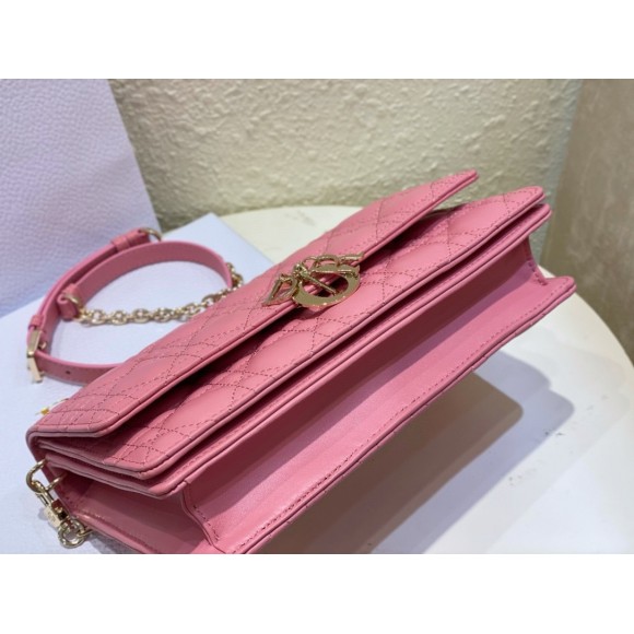 D*or miss D*or top handle bag in melocoton pink cannage lambskin