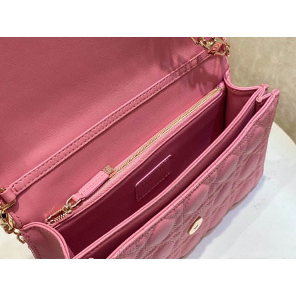 D*or miss D*or top handle bag in melocoton pink cannage lambskin