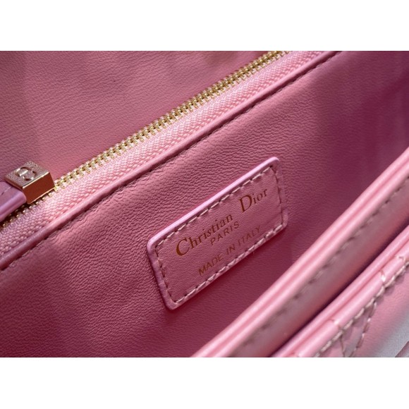 D*or miss D*or top handle bag in melocoton pink cannage lambskin