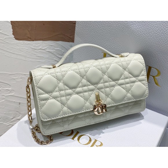 D*or miss D*or mini bag in white cannage lambskin