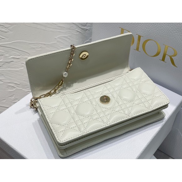 D*or miss D*or mini bag in white cannage lambskin