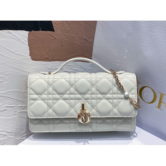 D*or miss D*or mini bag in white cannage lambskin