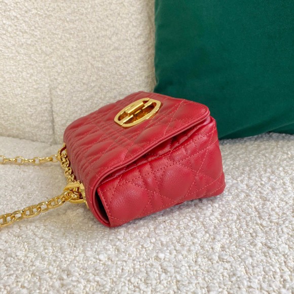 D*or caro small bag in red cannage calfskin