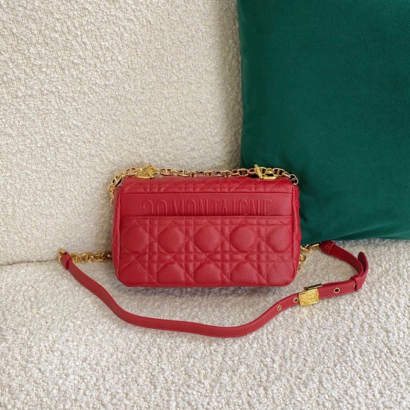 D*or caro small bag in red cannage calfskin