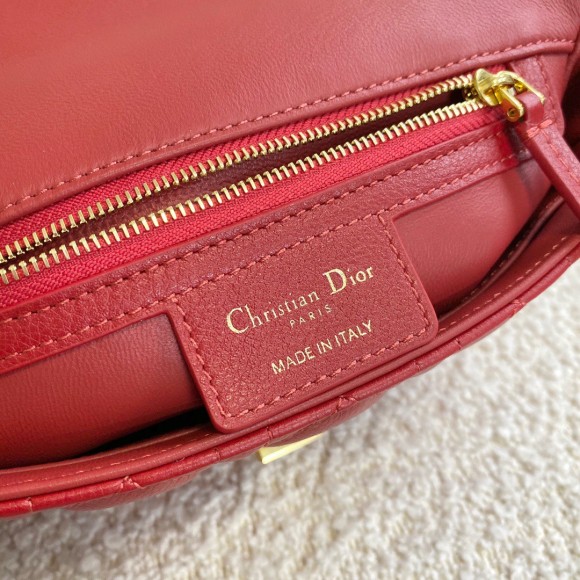 D*or caro small bag in red cannage calfskin