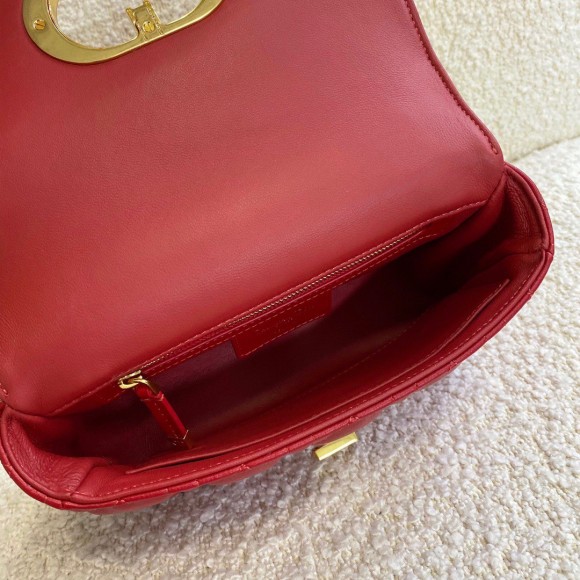 D*or caro small bag in red cannage calfskin