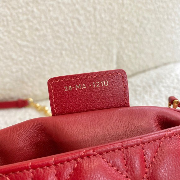 D*or caro small bag in red cannage calfskin