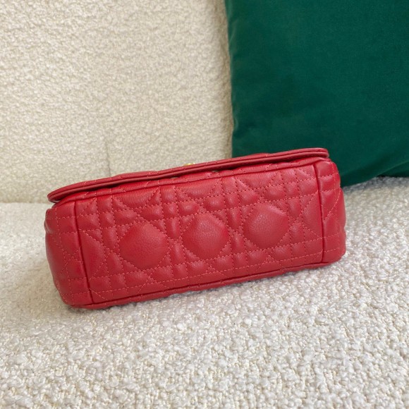 D*or caro small bag in red cannage calfskin