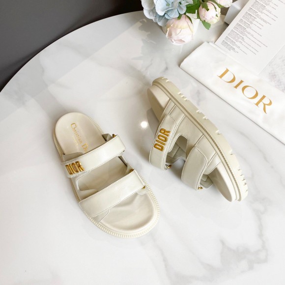 D*or D*oract slide sandals in white lambskin