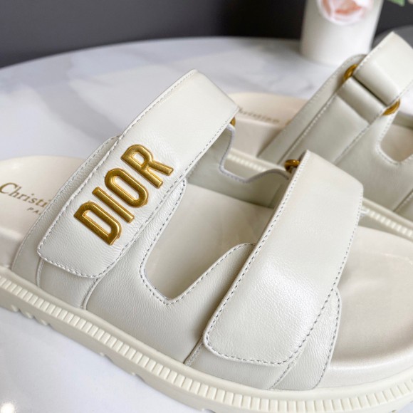 D*or D*oract slide sandals in white lambskin