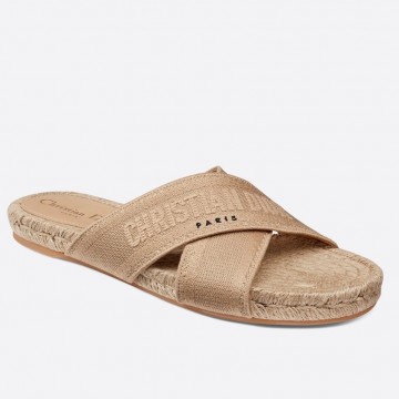 Dior Granville Espadrilles Sandals In Beige Embroidered Cotton Dior Granville Espadrilles Sandals In Beige Embroidered Cotton