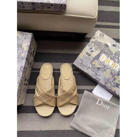 D*or granville espadrilles sandals in beige embroidered cotton