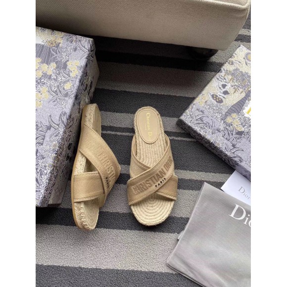 D*or granville espadrilles sandals in beige embroidered cotton