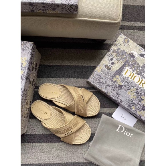 D*or granville espadrilles sandals in beige embroidered cotton