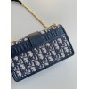 Dior 30 Montaigne East-West Bag with Chain in Blue Oblique Jacquard
