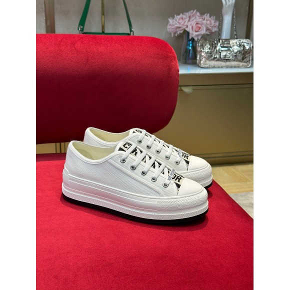 D*or walk'n'D*or platform sneakers in white embroidered cotton