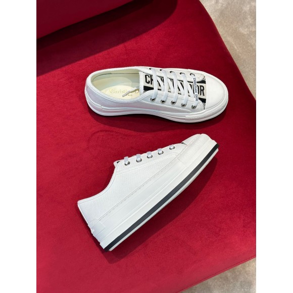 D*or walk'n'D*or platform sneakers in white embroidered cotton