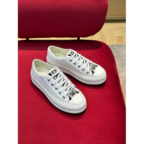 D*or walk'n'D*or platform sneakers in white embroidered cotton