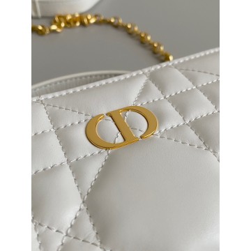 Dior Caro Box Bag with Chain in White Macrocannage Calfskin Dior Caro Box Bag with Chain in White Macrocannage Calfskin
