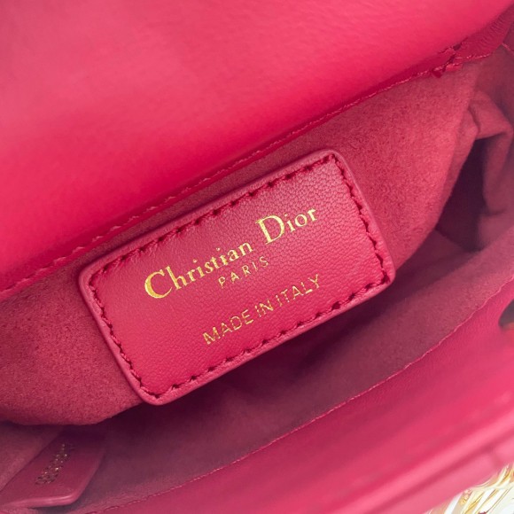 D*or lady D*or micro bag in red cannage lambskin