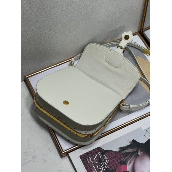 D*or bobby frame bag in white box calfskin