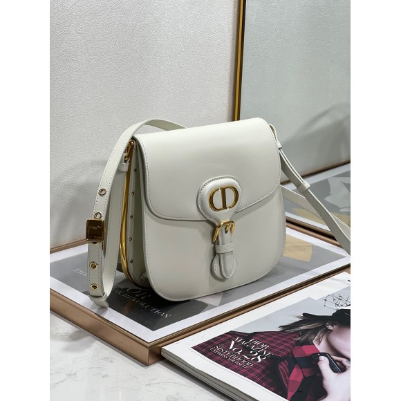 D*or bobby frame bag in white box calfskin