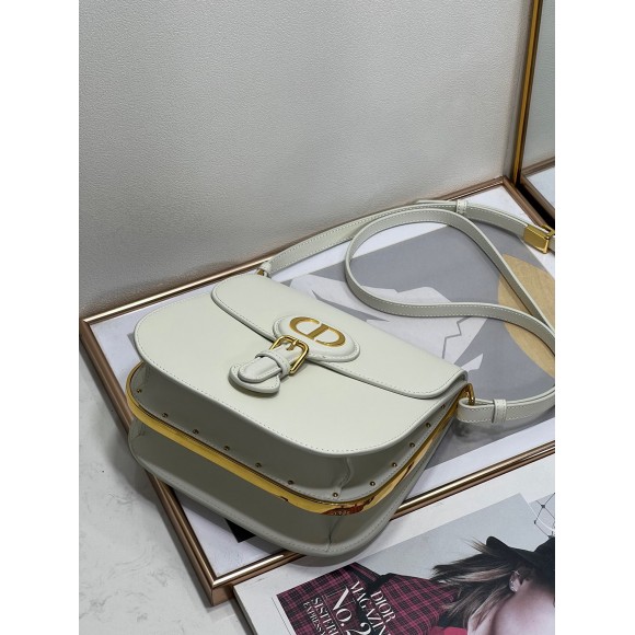 D*or bobby frame bag in white box calfskin