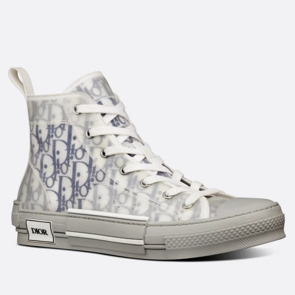 D*or men's b23 high-top sneakers in white and blue oblique canvas