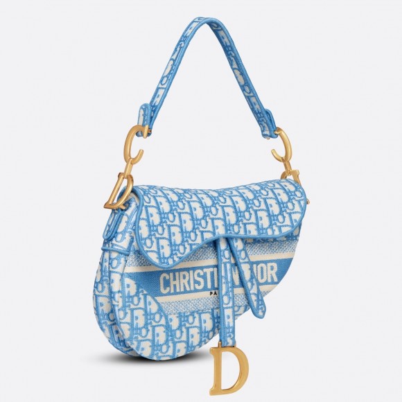 D*or saddle bag in cornflower blue D*or oblique embroidery