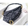 Dior Saddle Bag In Grey Mizza Embroidery