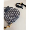 Dior Saddle Bag with Strap in Blue Oblique Jacquard