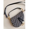 Dior Saddle Bag with Strap in Blue Oblique Jacquard