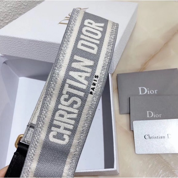 D*or shoulder strap in grey embroidery canvas