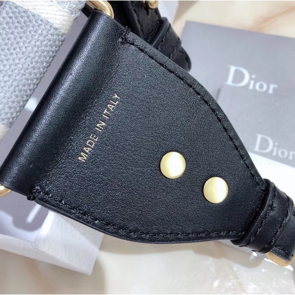 D*or shoulder strap in grey embroidery canvas