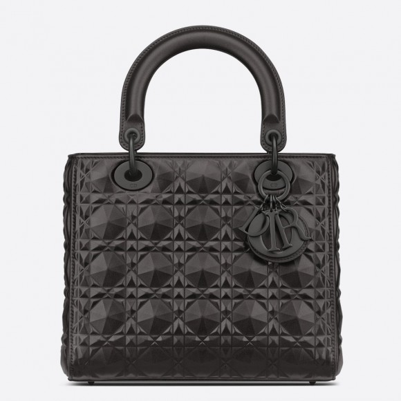 D*or lady D*or medium bag in black diamond calfskin