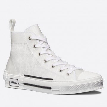 Dior Men's B23 High-top Sneakers In White Oblique Canvas Dior Men's B23 High-top Sneakers In White Oblique Canvas