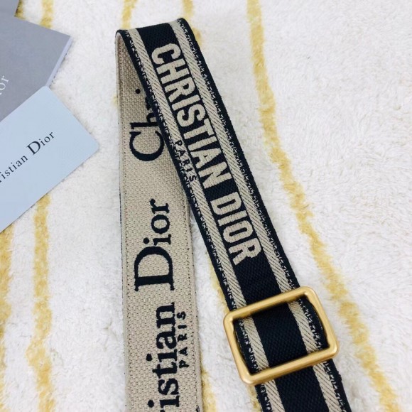 D*or adjustable shoulder strap in black embroidery canvas