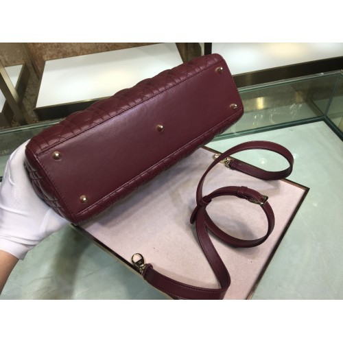 Dior Lady Dior Large Bag In Bordeaux Cannage Lambskin