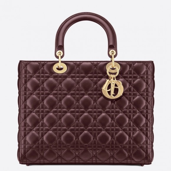 D*or lady D*or large bag in bordeaux cannage lambskin