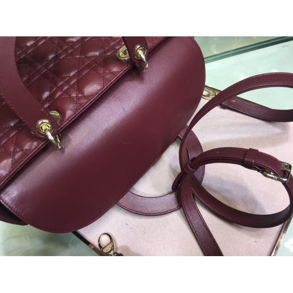 D*or lady D*or large bag in bordeaux cannage lambskin