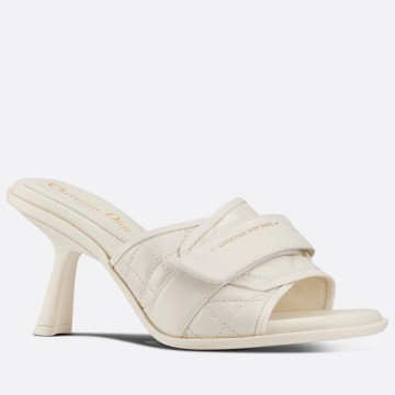 Dior Dio(r)evolution Heeled Slides In White Calfskin Dior Dio(r)evolution Heeled Slides In White Calfskin