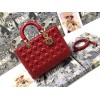 Dior Lady Dior Large Bag In Red Cannage Lambskin