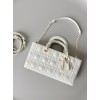 Dior Lady D-Joy Medium Bag In White Calfskin with Diamond Motif