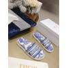 Dior Dway Slides In Bright Blue Toile de Jouy Embroidered Cotton