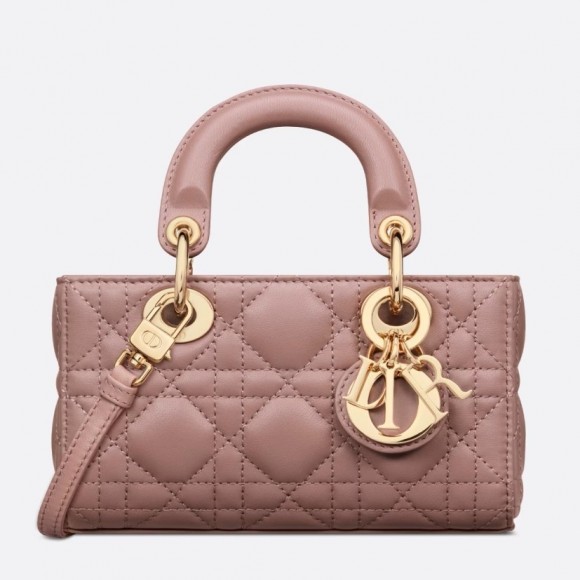 D*or lady d-joy micro bag in peony pink cannage lambskin