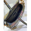 Dior Saddle Bag In Green Multicolor Dior Petites Fleurs Embroidery